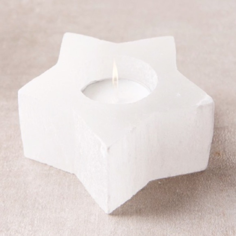 Selenite Star Tea Light Candle Holder